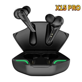 X15 프로 게임용 무선 블루투스 헤드셋, TWS 5.2 스테레오 이어버드, 저지연 이어폰, 마이크 포함, 아이폰 샤오미 