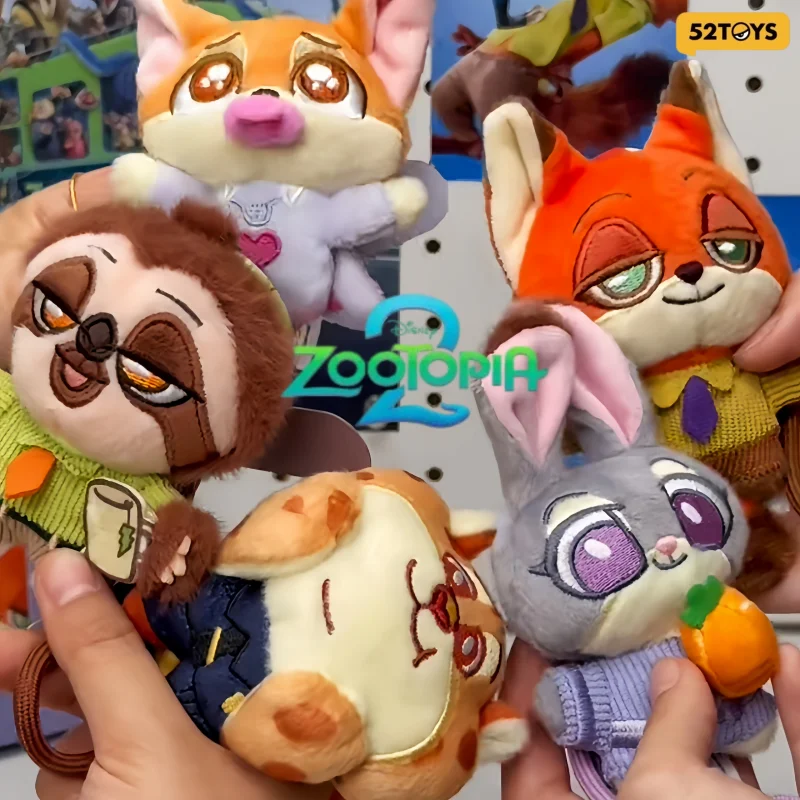 

52 игрушки Zootopia 2, плюшевая слепая коробка, милая коллекция экипажа, оригинальный брелок с подвеской для телефона Disney, загадочная коробка, игрушка, подарок, декор