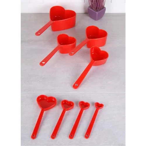 Evvehediyelikeşya 8 Piece Heart Shaped Red Scale Set