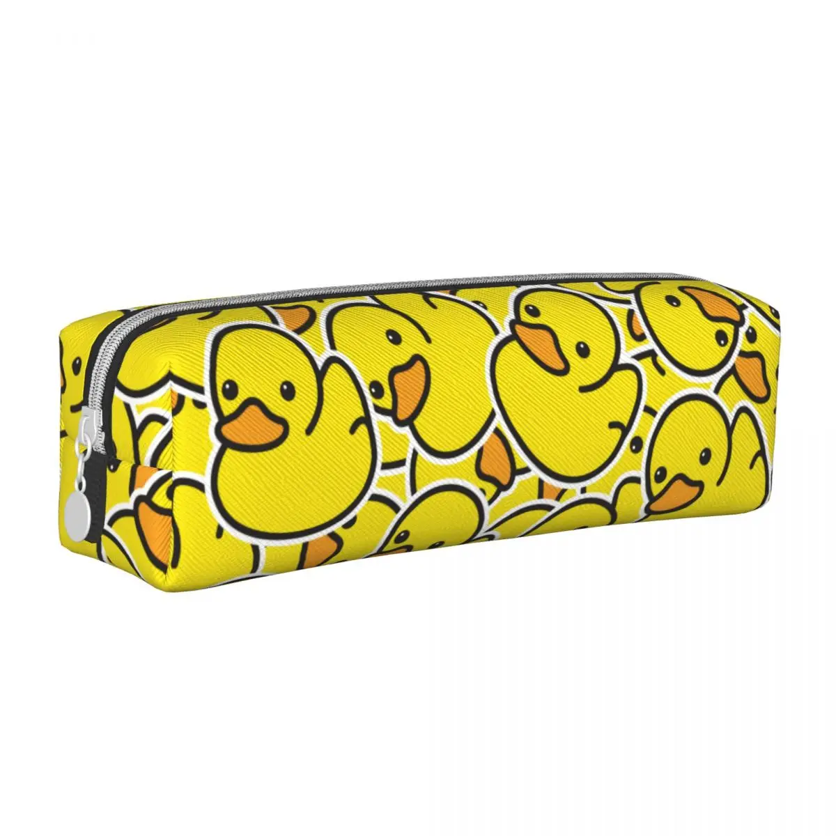 desenhos animados amarelo pato padrao lapis case caneta titular grande armazenamento bolsa papelaria de escritorio ziper meninos meninas moda 01