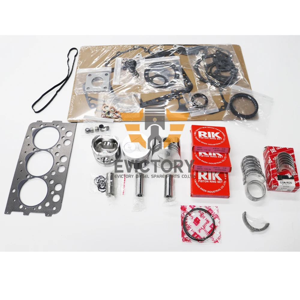 For KUBOTA acuessories D782 engine kit piston ring bearing gasket kit + valve guide + water pump