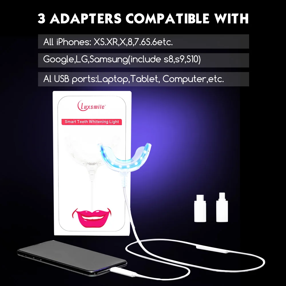 Luxsmile الذكية LED تبييض الأسنان المحمولة USB شحن 16 أضواء Led الضوء الأزرق هلام تبييض الأسنان تبييض الأسنان القلم