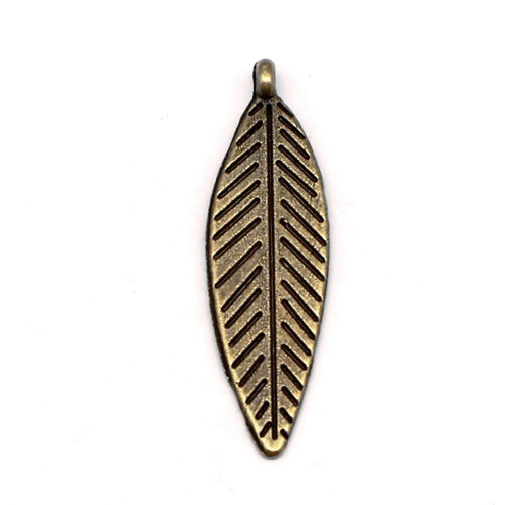 Tree Leaves Charms Pendants For Jewelry Making Girls Craft Jewelleri 10x33mm 10pcs Antique Bronze Color