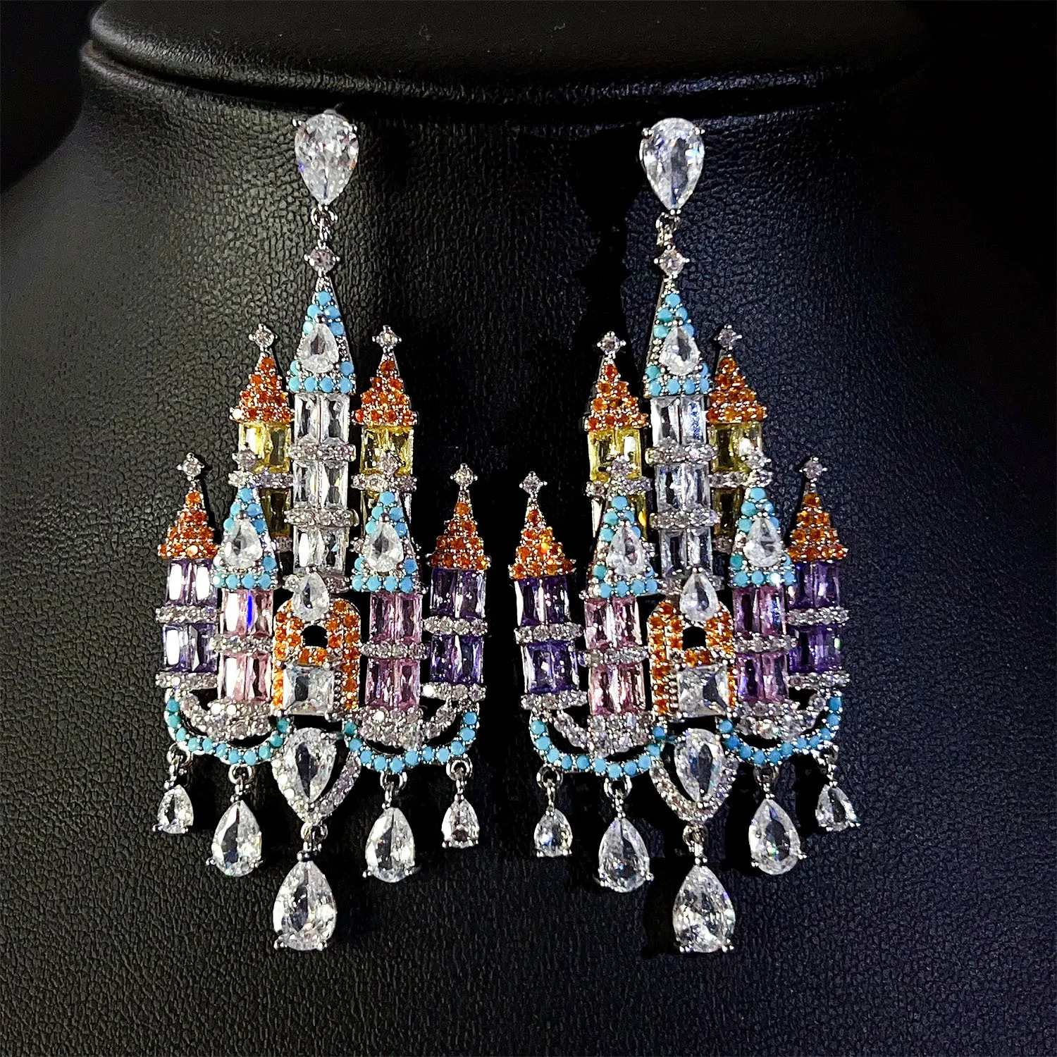 

Fashion Unique Jewelry High Multi-Color Castle Earrings Women's Dress Accessories Jewelry Suitable for Wedding Host Gift E318