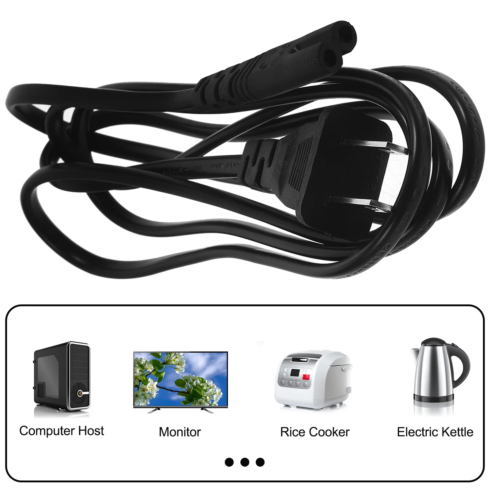 

2pcs Us Plug Power Cord Replacement 2 Prong Extension Cable For Stereo Speaker Lamp Radio Low-Power Appliances Long Thin