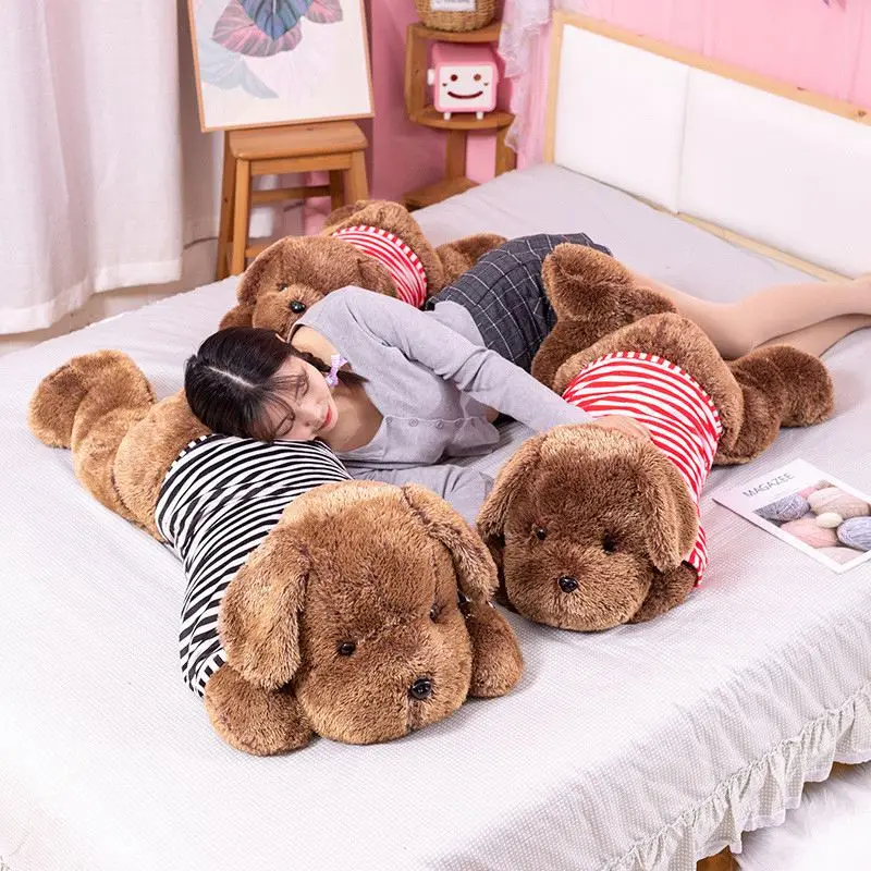 

Giant Plush Toy Big Sleeping Dog Stuffed Striped T-shirt Puppy Dog Soft Animal Toy Soft Pillow Baby Girls Birthday Gifts
