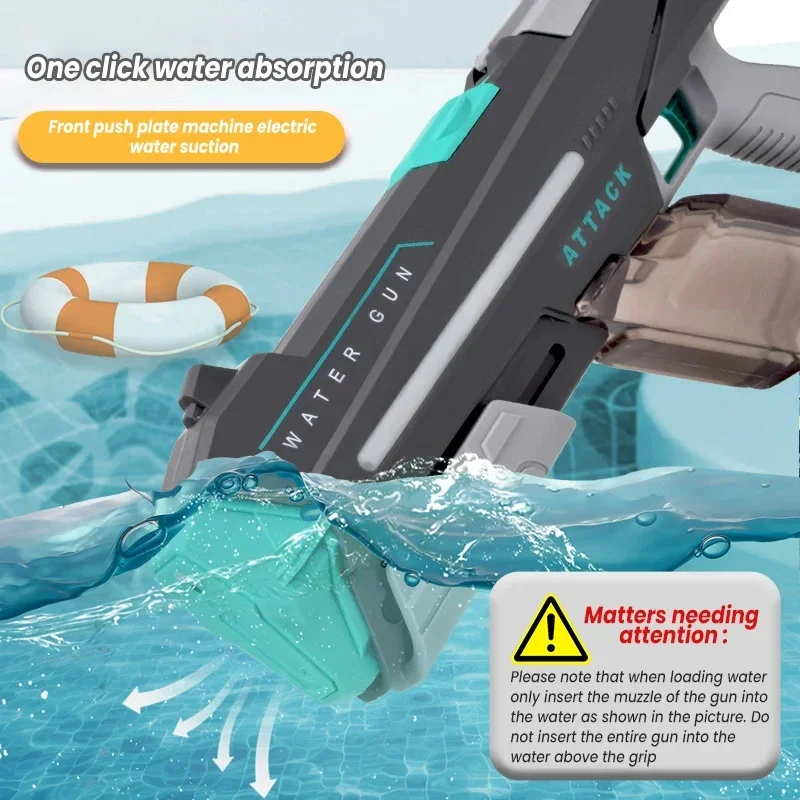 Super Sized Adult Electric Water Gun Shooting Toys, Summer Large Water Gun With Lighting Capacity Swimming Pool Water Toy Gifts