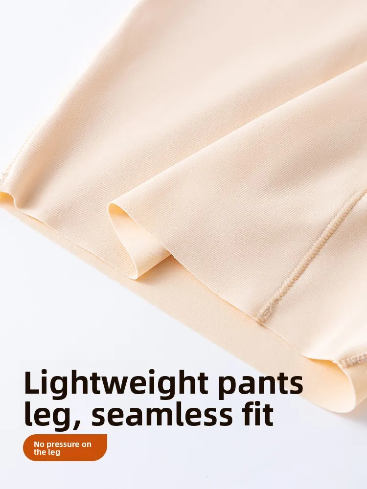 

Брюки из ледяного шелка с высокой талией, женские тонкие колготки с подтяжкой ягодиц, нижнее белье с промежностью, повседневное нижнее белье длиной пять четвертей