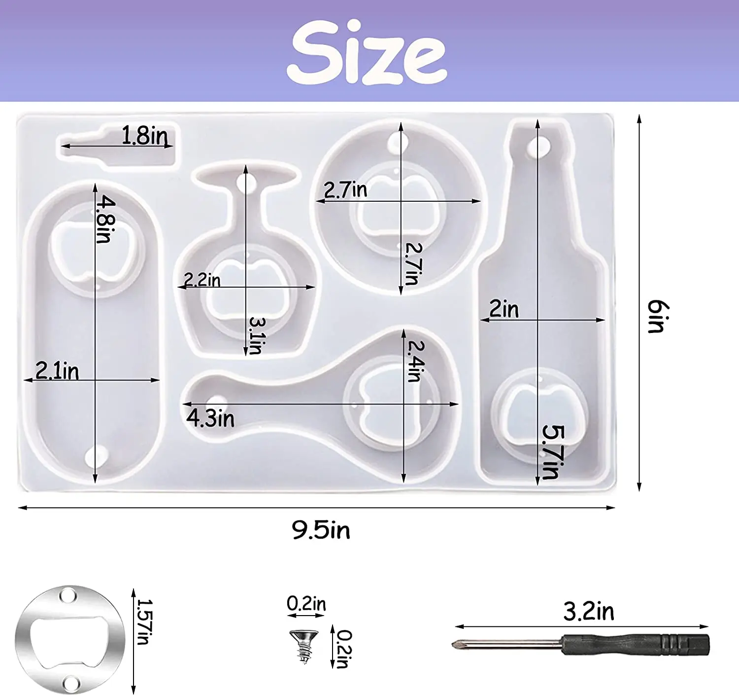 Bottle Opener Resin Molds Kit, Beer Opener Silicone Molds For Epoxy, Resin Jewelry Casting Molds For Wine Corkscrew, DIY Crafts