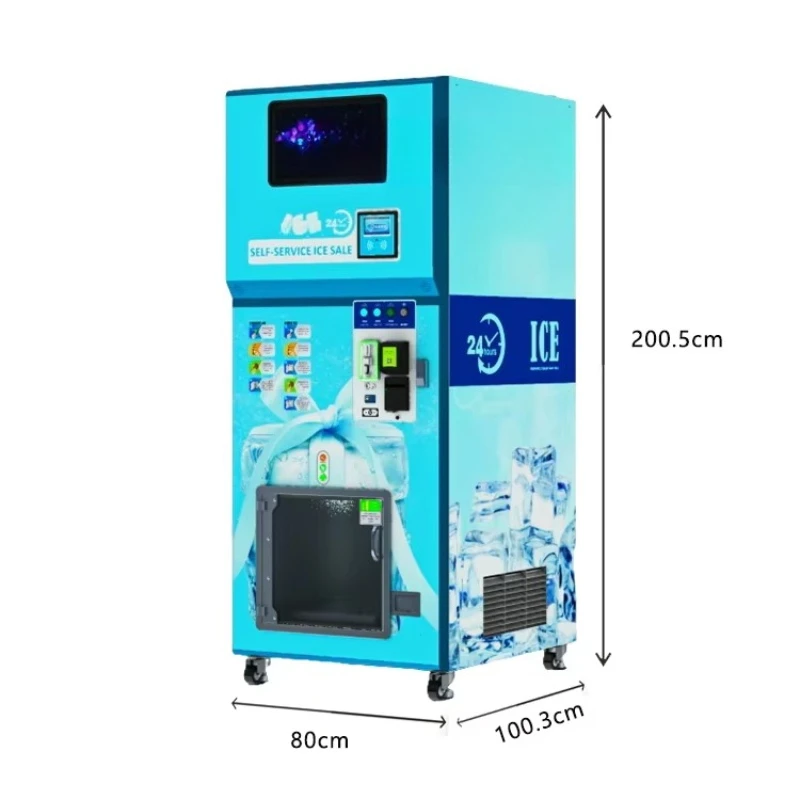 Customized Smart Touch Screen Ice Vending Machine Fully Automatic Ice Cube Dispenser Multi Language Support Cashless Payment
