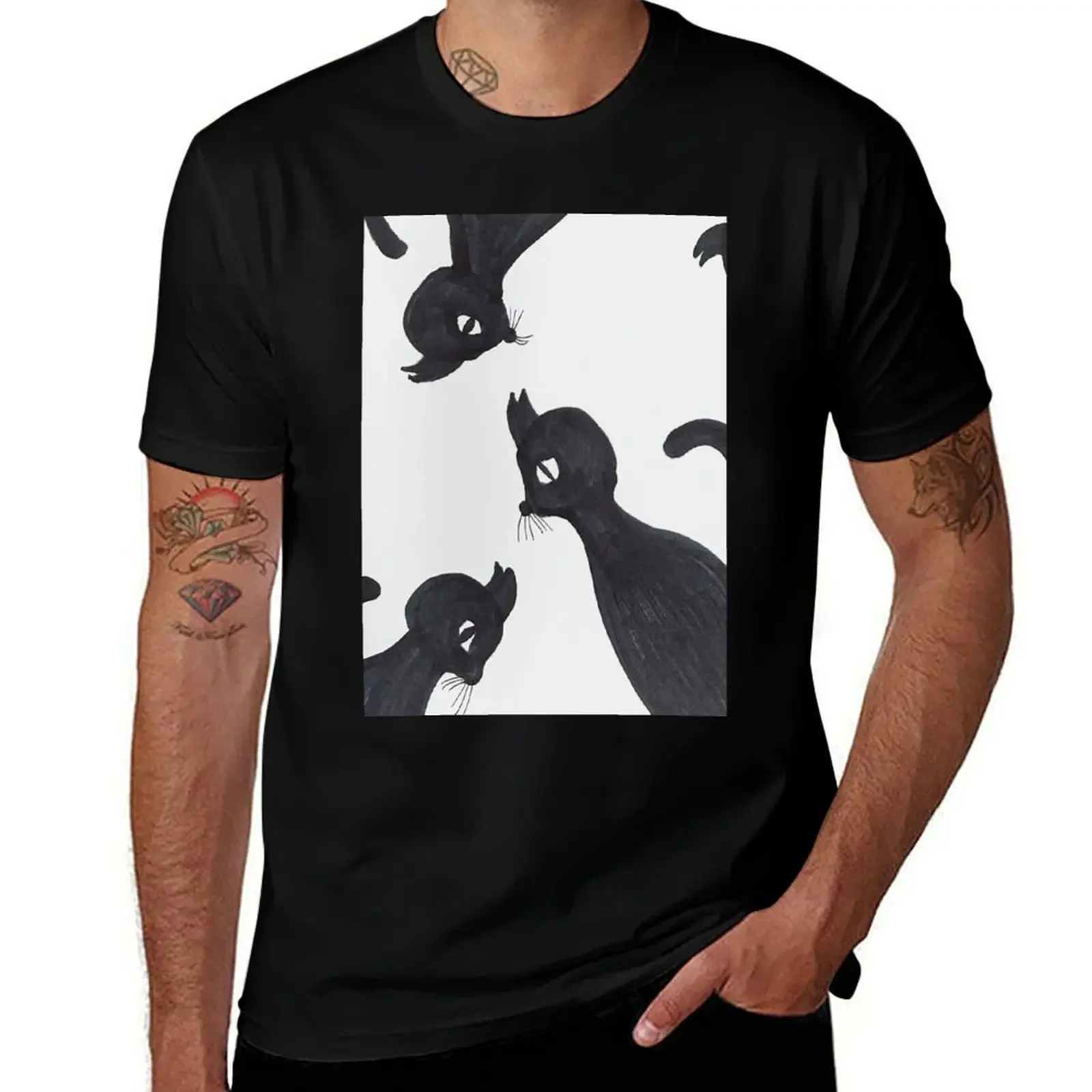

BLACK CAT5 T-Shirt quick-drying affliction shirts Blouse vintage graphic tee designer t shirt men