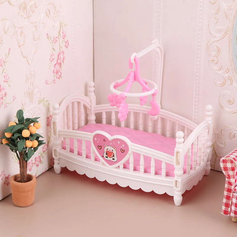 1/12 Miniature Dollhouse Baby Bed Bedroom Furniture Model Shaker Toy Accessories Dollhouse Baby Cradle Bedroom Decoration