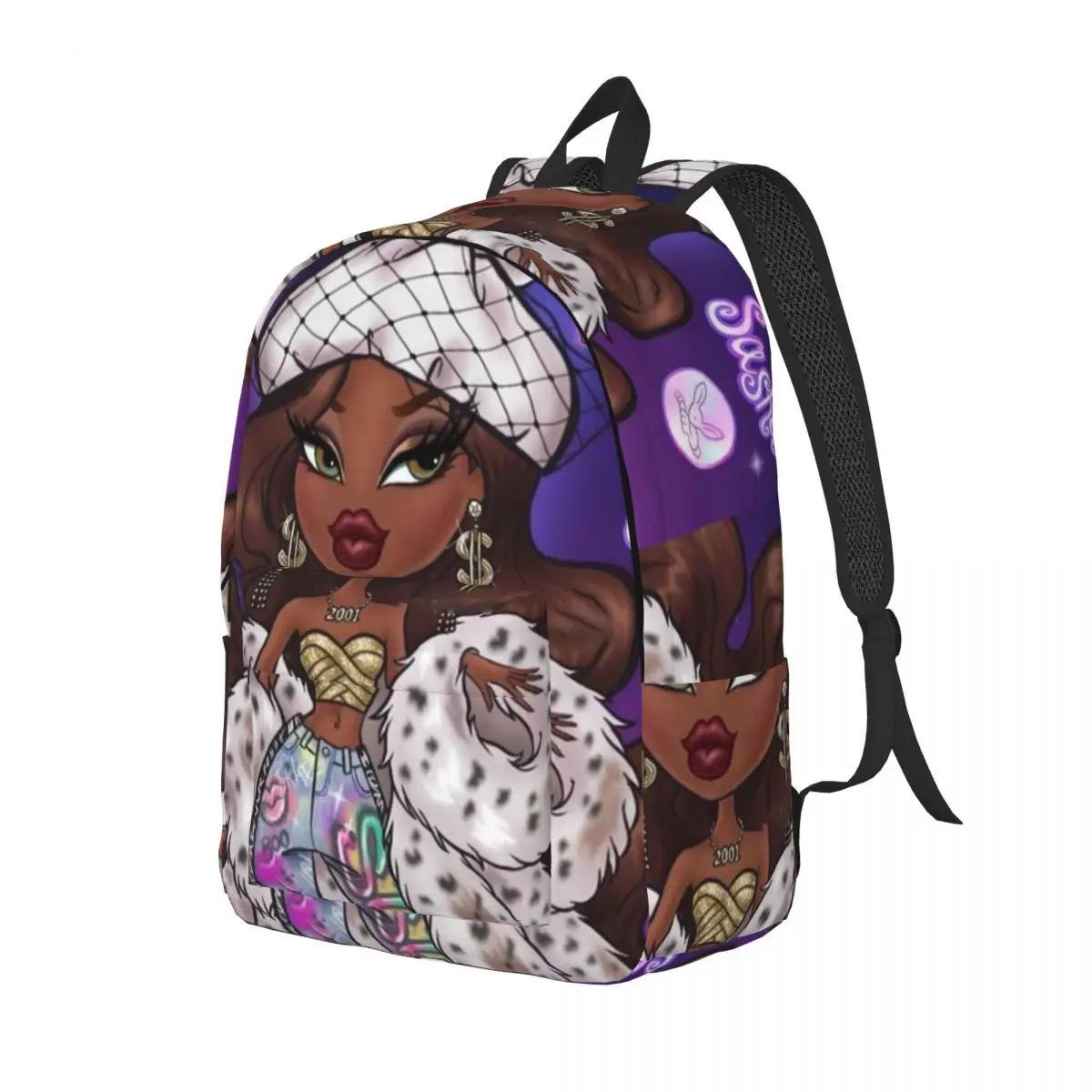 Bratz Sasha Portrait Backpack Cute Girl Youth Polyester Trekking Backpacks Breathable Stylish High School Bags Rucksack