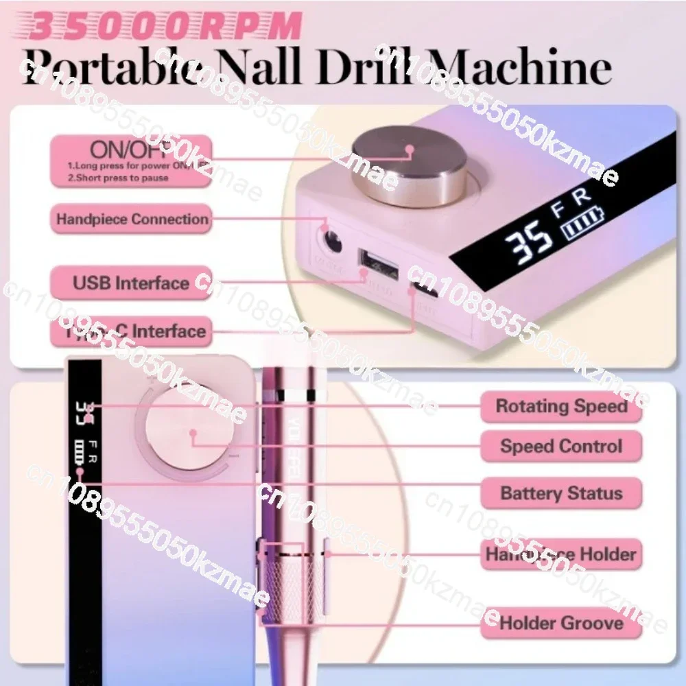 For 35000RPM Professional Electric Nail Drill Manicure Machine With Pause Mode Sander