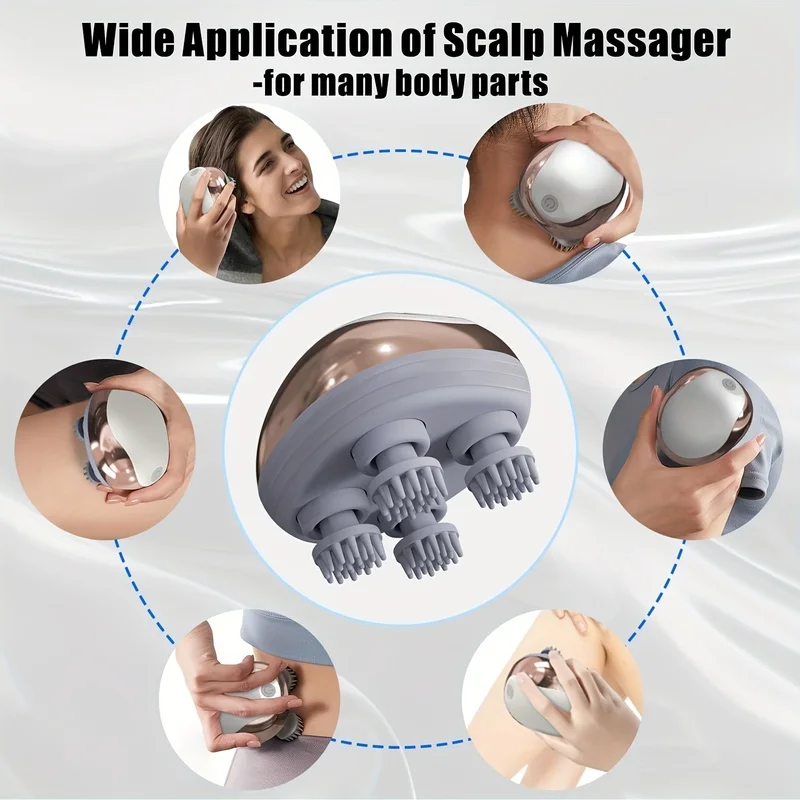 Handheld Portable Scalp Massager, A Rechargeable Electric Head Massager With Vibration Scalp Relaxation Function, Suitable For