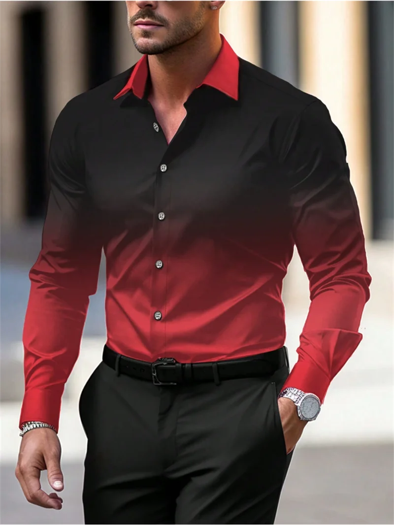 Camicia da uomo primaverile e autunnale con risvolto Camicia da uomo rosa a maniche lunghe Moda casual di alta qualità Camicia da uomo morbida e confortevole