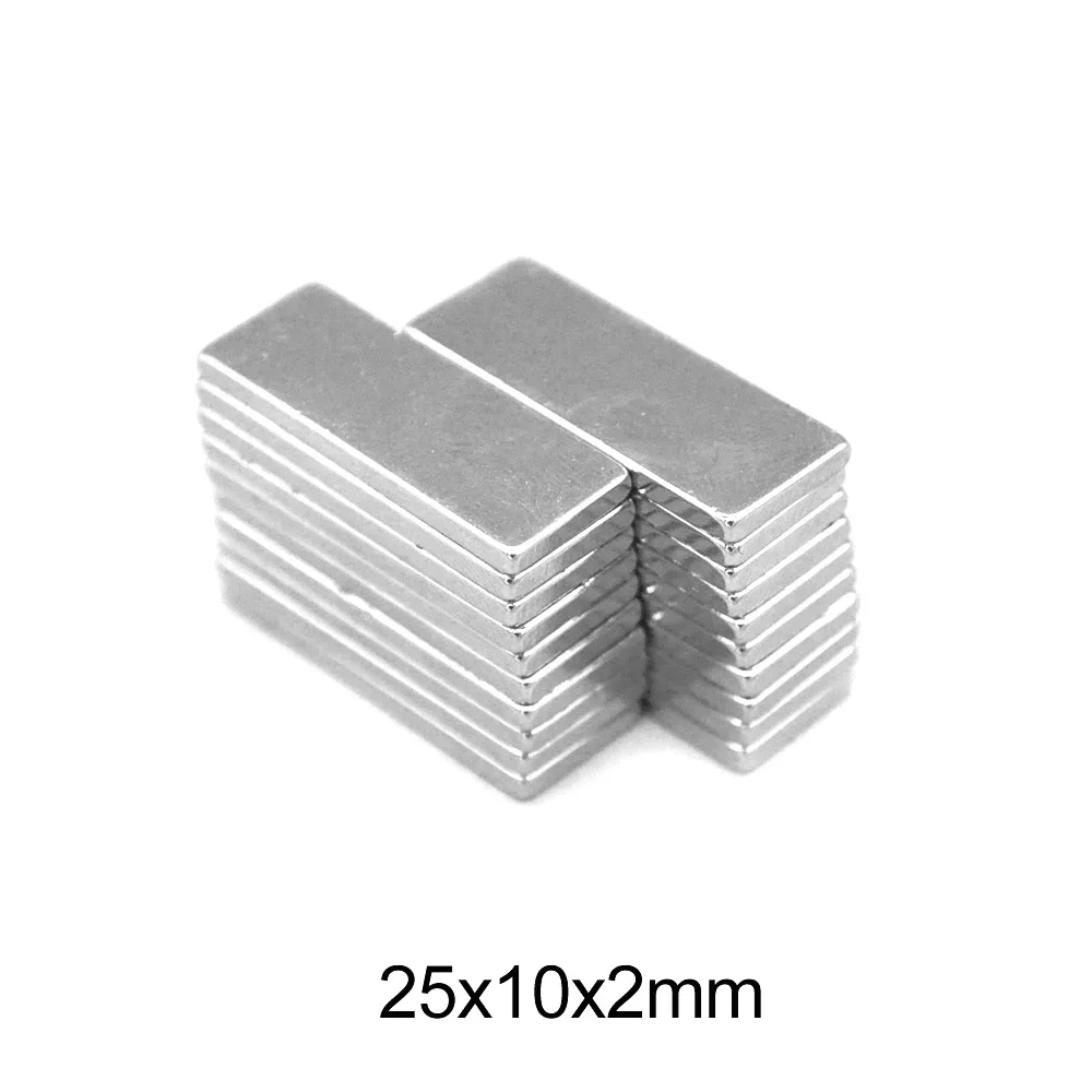 25X10X2mm Block Strong Powerful Magnets Sheet 25x10x2 Rectangular Permanent  Neodymium Magnets 25*10*2 mm