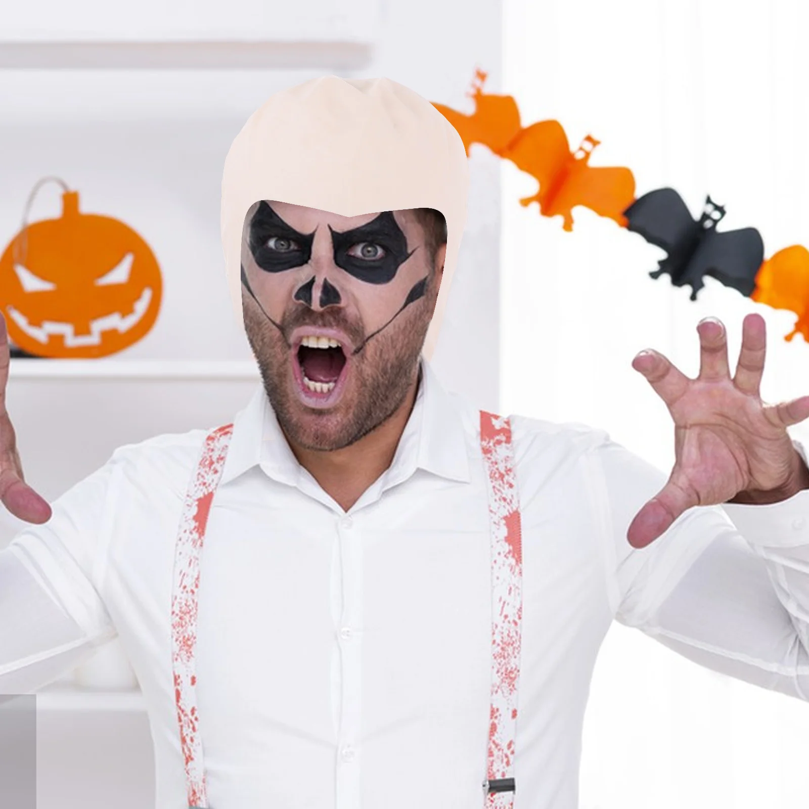 ABOOFAN ラテックスハゲ頭キャップ メイクアップカバー コスプレ用 ハロウィンコスチューム 特殊効果アクセサリー 女性 男性 子供用 L