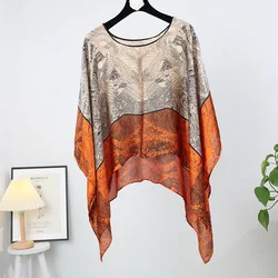 Poncho Cloak Thin Scarf Women Simulated Silk Pullover Versatile Scarves Shawls Sun Protection Clothing Summer Beach Clothes Y2