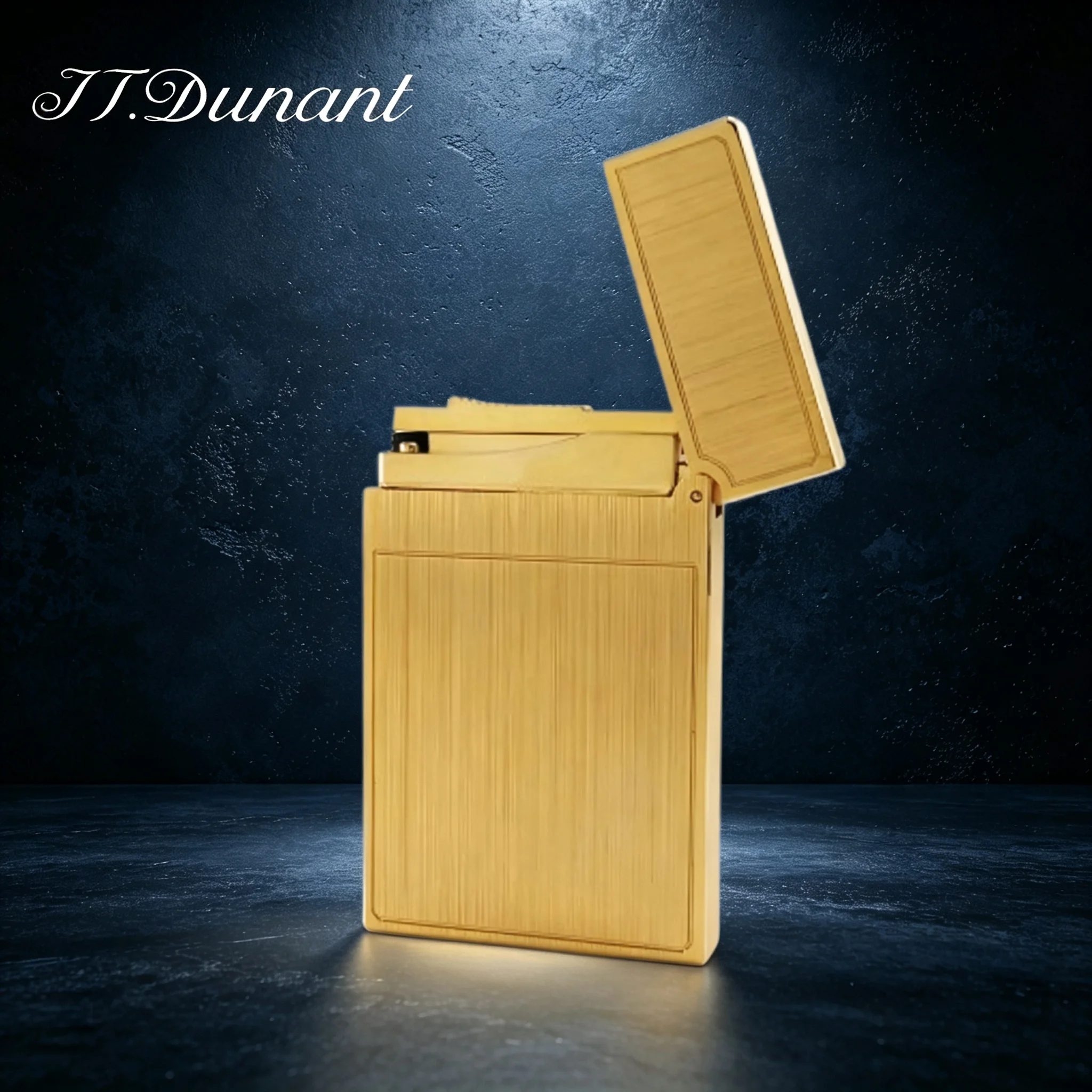 JT.Dunant Lighter Brushed Metal Floral Roller Ding Sound Refillable Butane Gas Lighter Luxury Men Smoking Gift