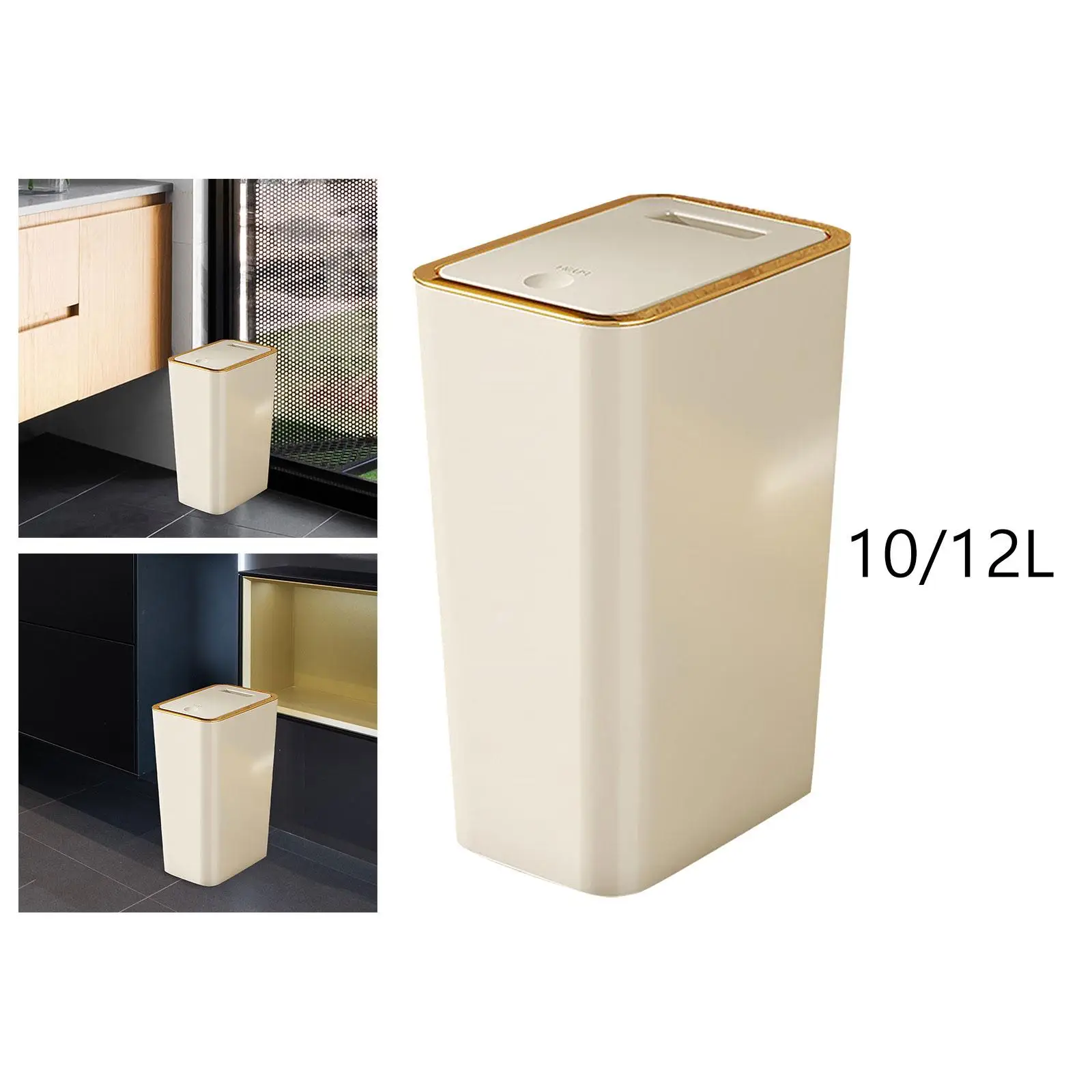 Slim Narrow Garbage Can Rectangular Dustbin Rubbish Container Trash Can with Lid Kitchen Wastebasket for Kitchen Entryway
