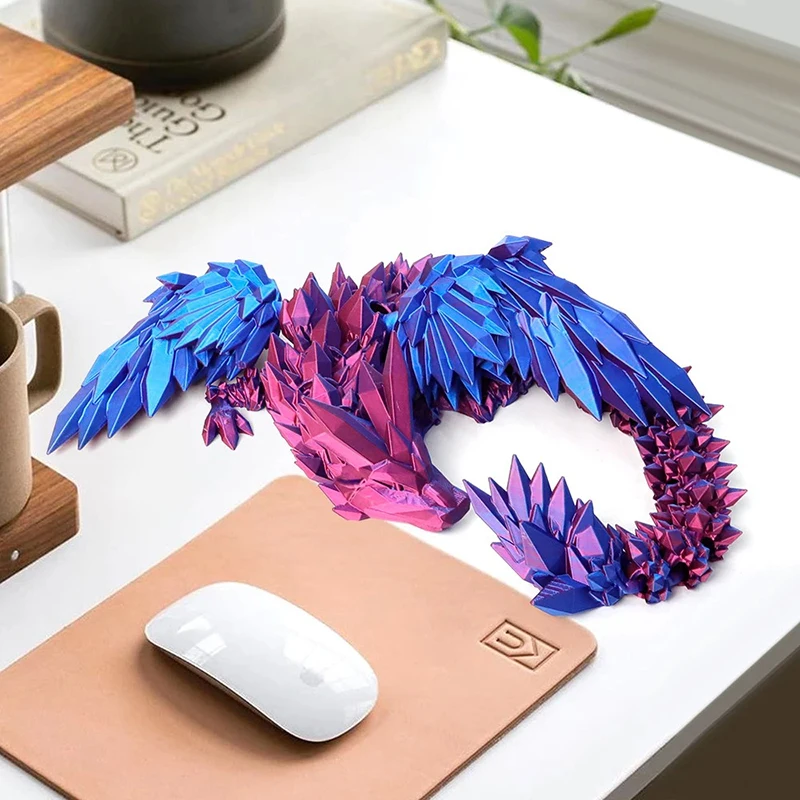 1pc 3D Printed Flying Dragon Articulated Dragon Western Style Joint Movable Dragon Model Home Desktop Craft Ornament