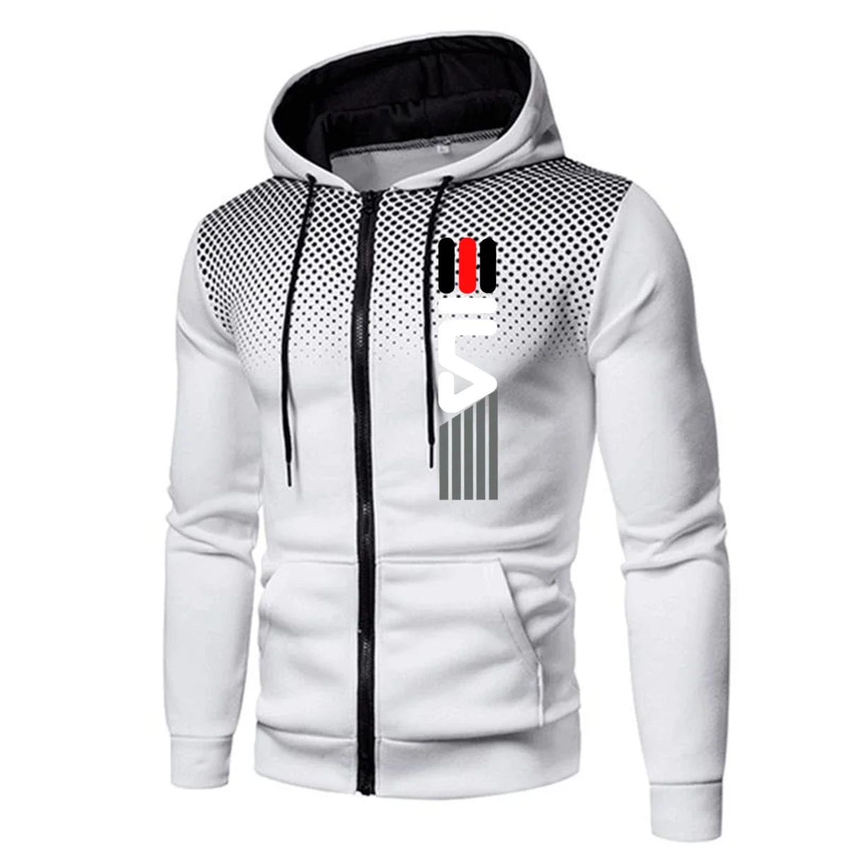 

New trend Men's hoodies 2025 Autumn and winter hoodies, zipper hoodies, sportswear, dot printing, sports, outdoor, casual and da
