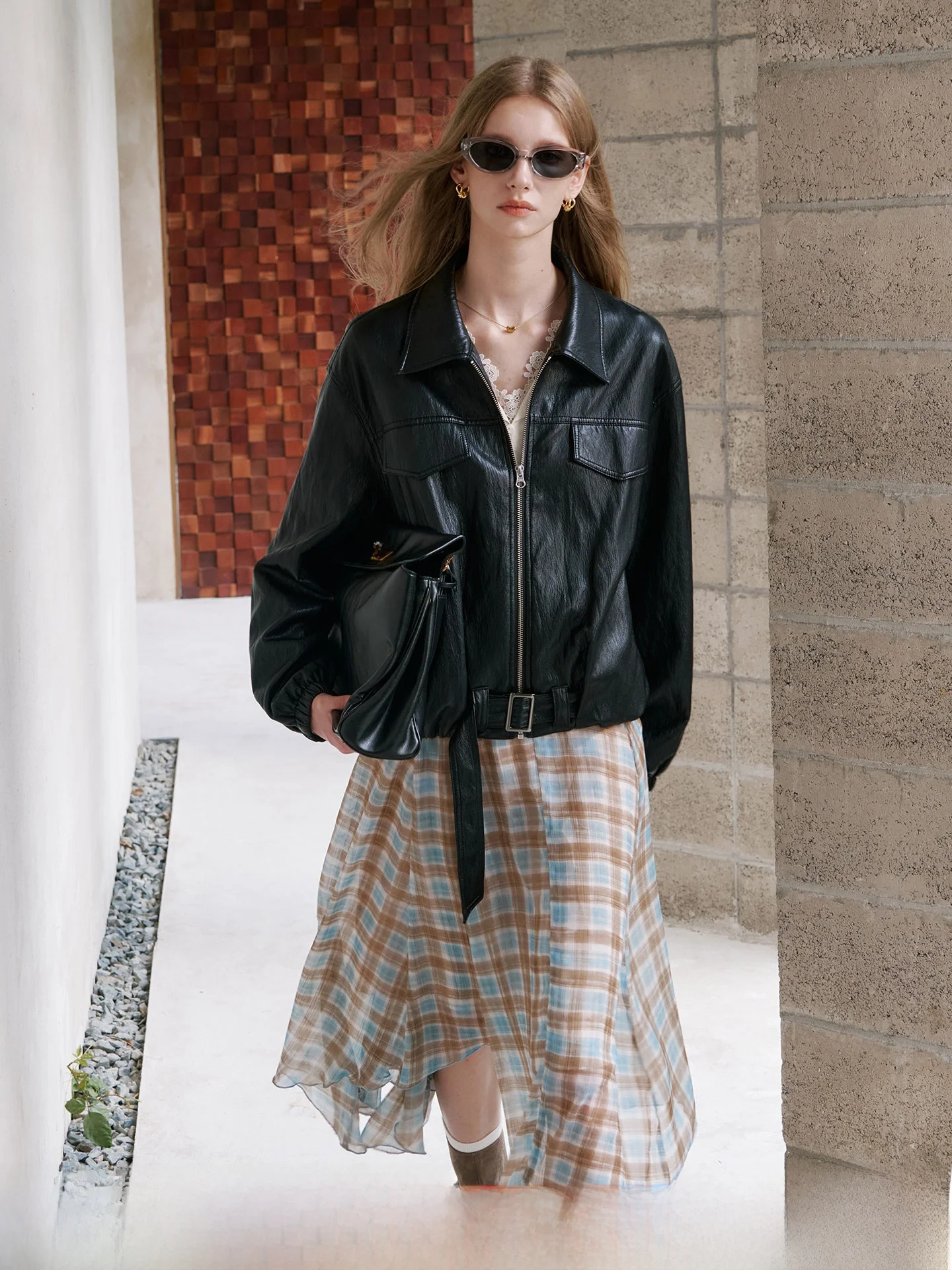 Chang Ruolan PU Leather Jacket Motorcycle Style Slim Fit Street Fashion Retro Women's Coat Long Sleeve Zipper Closure Casual ...