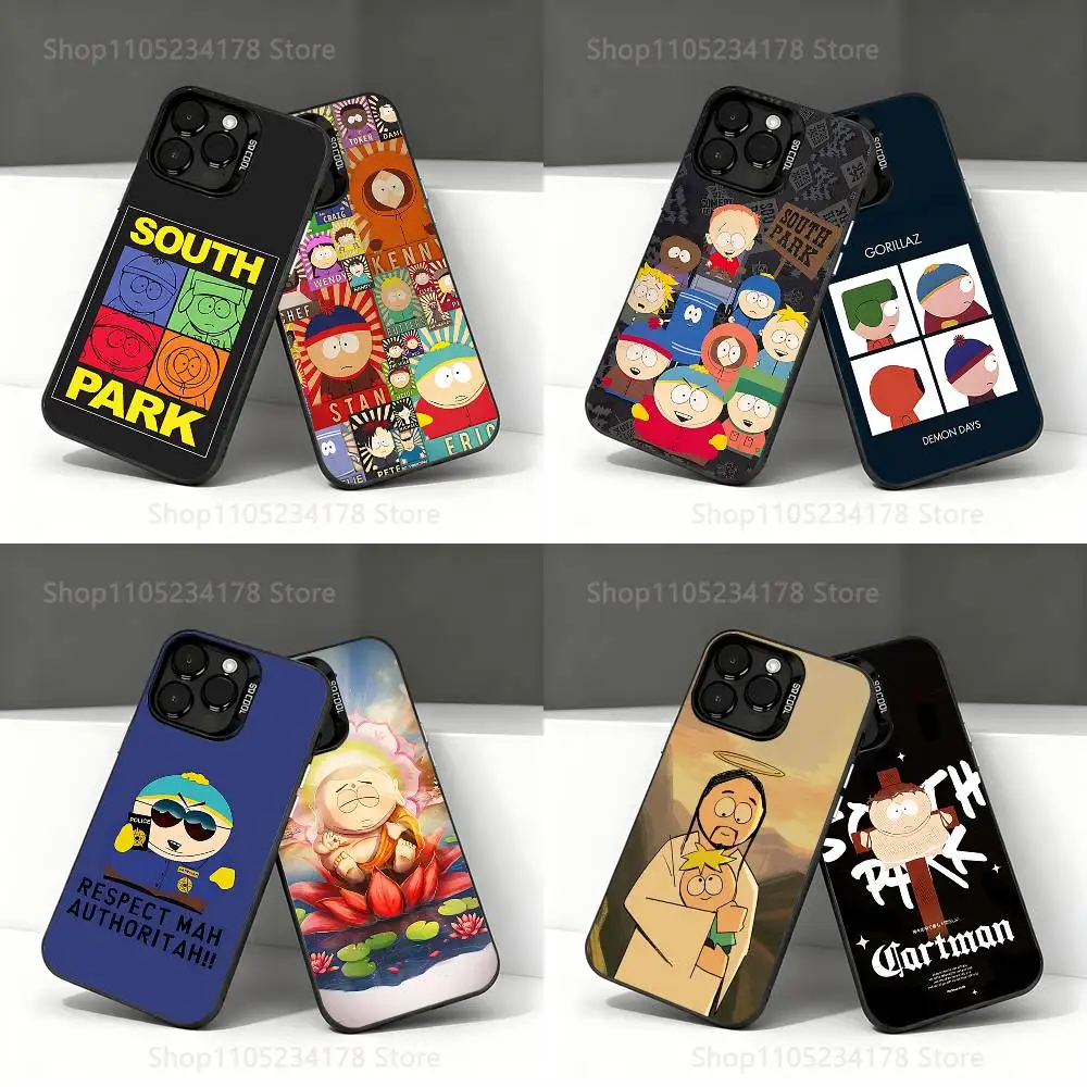 

S-South Cartoon Park funny Phone Case For iPhone 17,16,15,14,13,12,11,Pro,XS,Max,Plus,Mini,SE4,E Black Matte Shockproof Cover