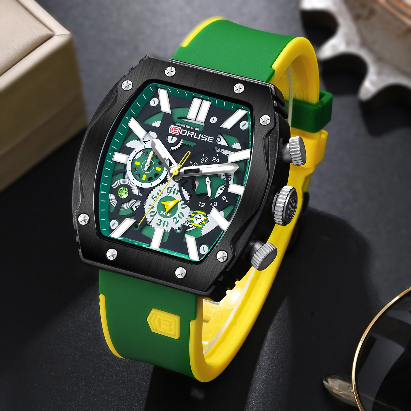 Montre-bracelet à quartz pour homme, chronographe militaire, affaires, horloge avec boîtes, marque inspectée par la faillite