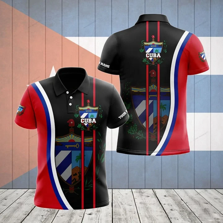 Custom Name Cuba Flag Graphic Olive Polo Shirt Summer Casual Unisex Pullover Fast Dry Loose Jersey Plus Size Short Sleeve Tops