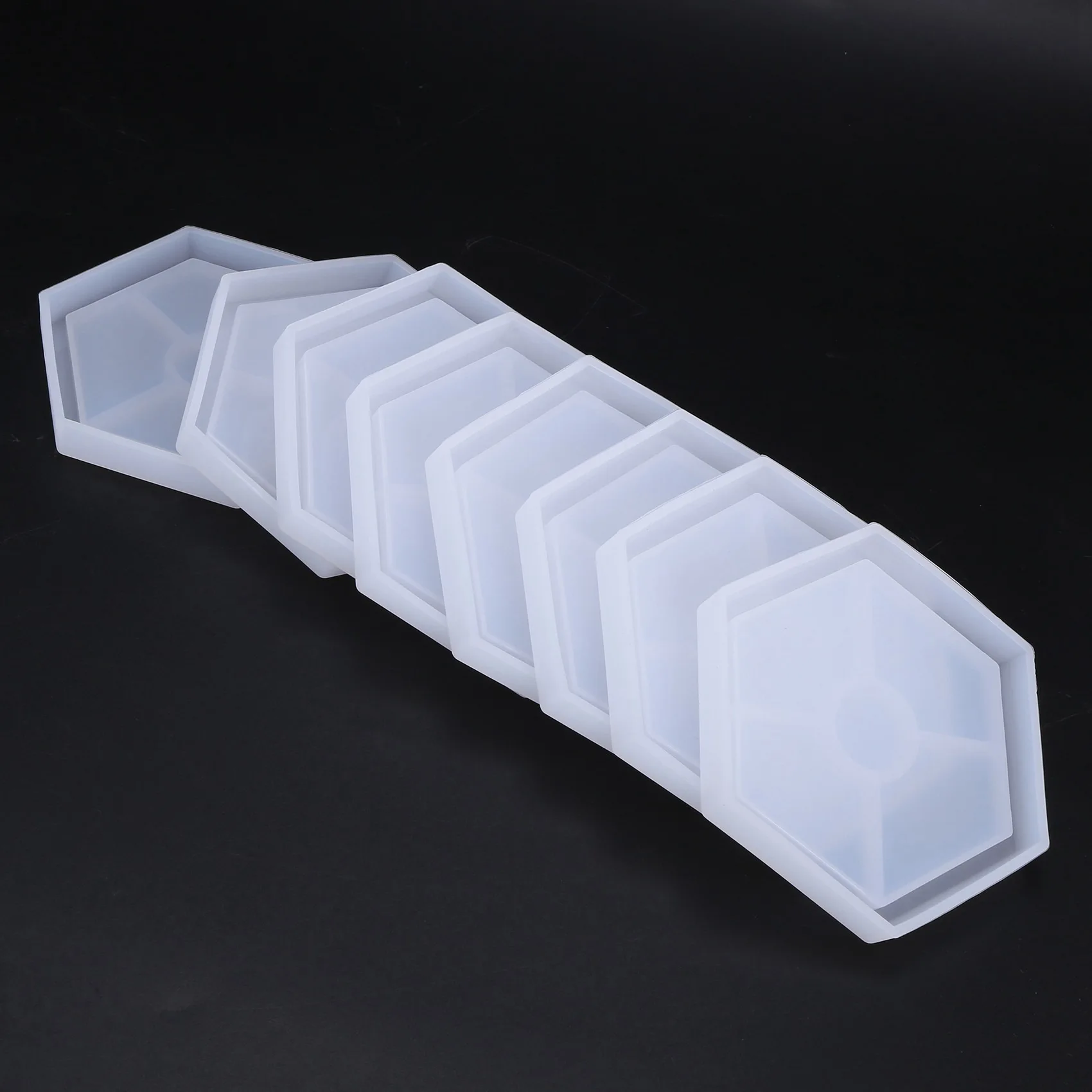 AS60-16 Pack Hexagon Silicone Coaster Molds Silicone Resin Mold, Epoxy Molds For Casting With Resin, Concrete, Cement