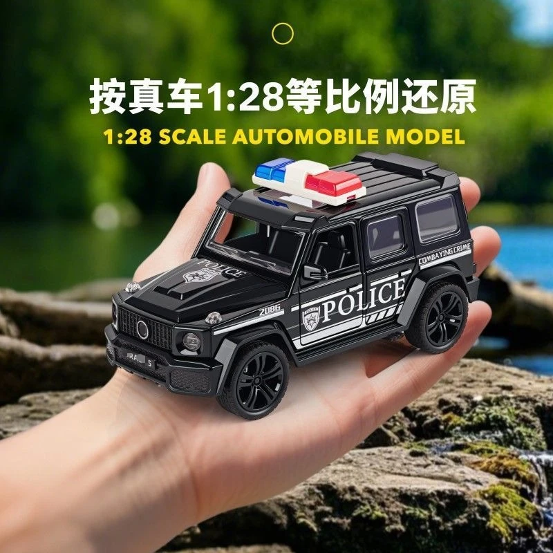 1:28 Big G Auto della polizia Simulazione per bambini Lega tirare indietro Modello di veicolo fuoristrada Regalo di compleanno