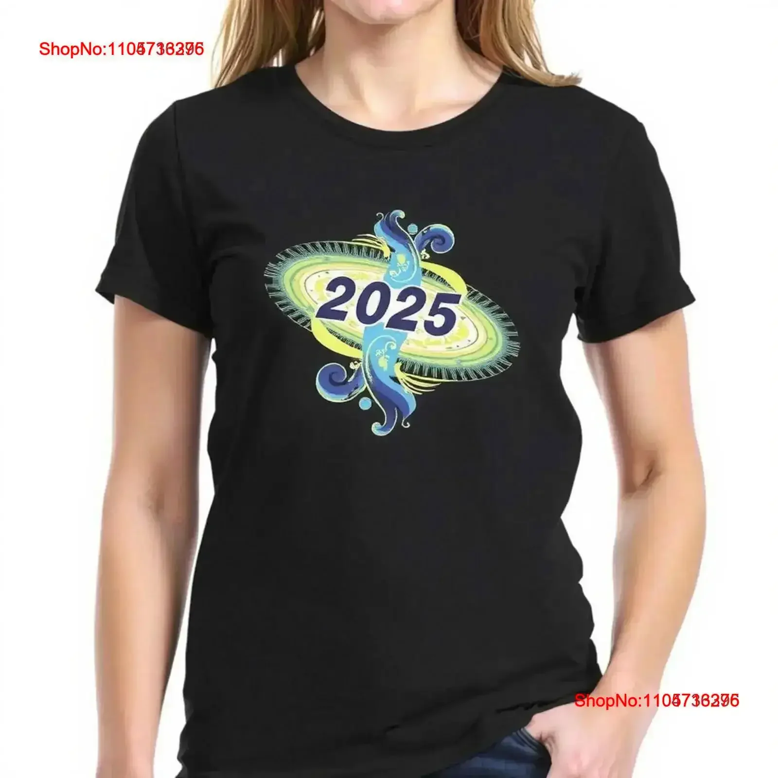 Vibrant Black T Shirt with 2025 Design Swirling Teal Green Yellow Graphits vintage Washed streetwear Stylish graphic Casual