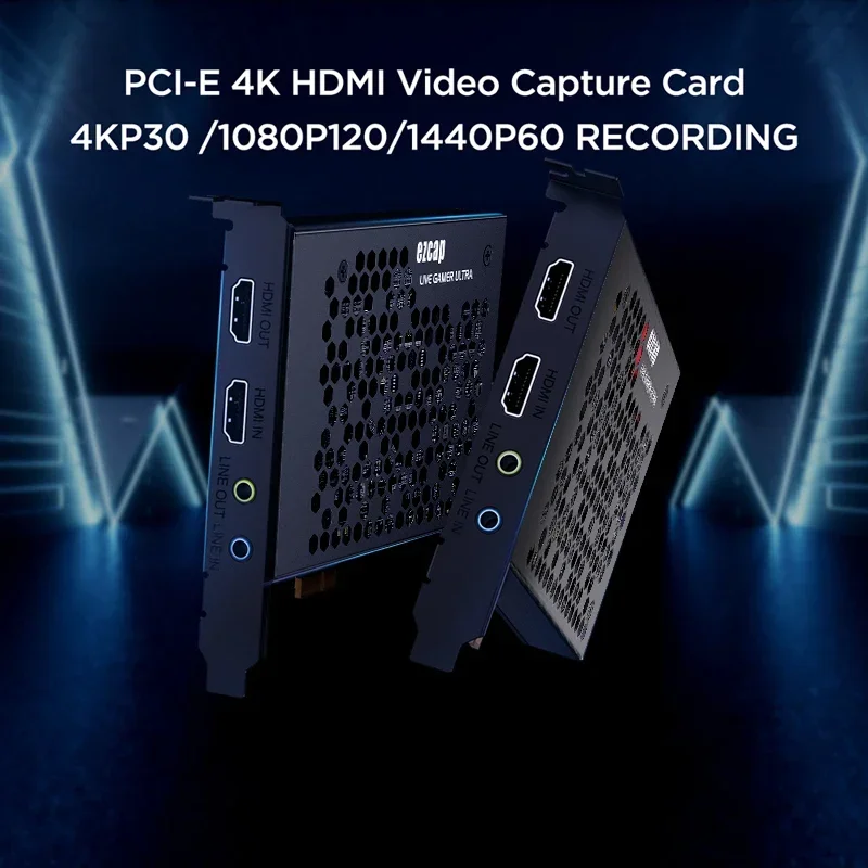 Pcie Live Streaming Video Capture Card Ultra HD 4K 60Hz HDR Loop 4K PCI-e Game Recorder Mic Line in For PS3/4/5 Laptop PC Camera