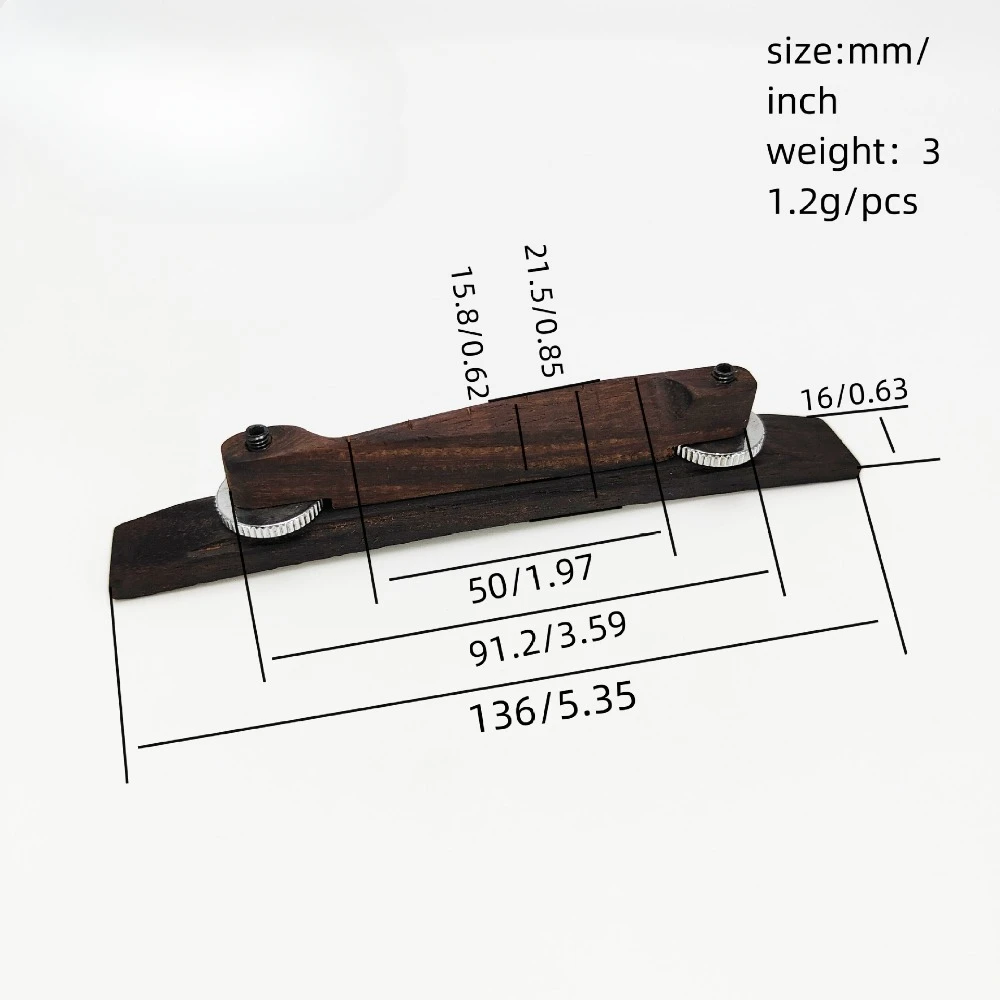 High-Profile Rosewood Jazz Bass Bridge with Tailpiece Saddle, Tall Bridge Design for Precision/Jazz Bass Guitar Upgrade