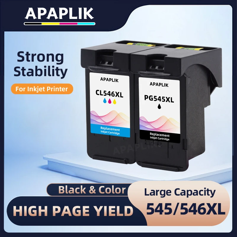 

APAPLIK Compatible PG545 545XL 546XL Ink Cartridge Replacement For Canon 545 CL546 For Pixma MG3051 MG3052 MG3053 MX490 Printer