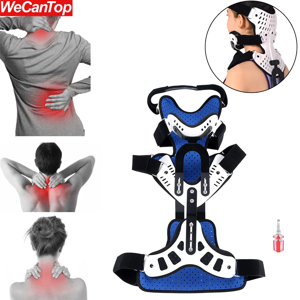 1Set Orthosis Cervical Thoracic Brace,Adjustable Breathable Neck Chest Back Fixation Brace Thoracic Orthosis Head Neck Support