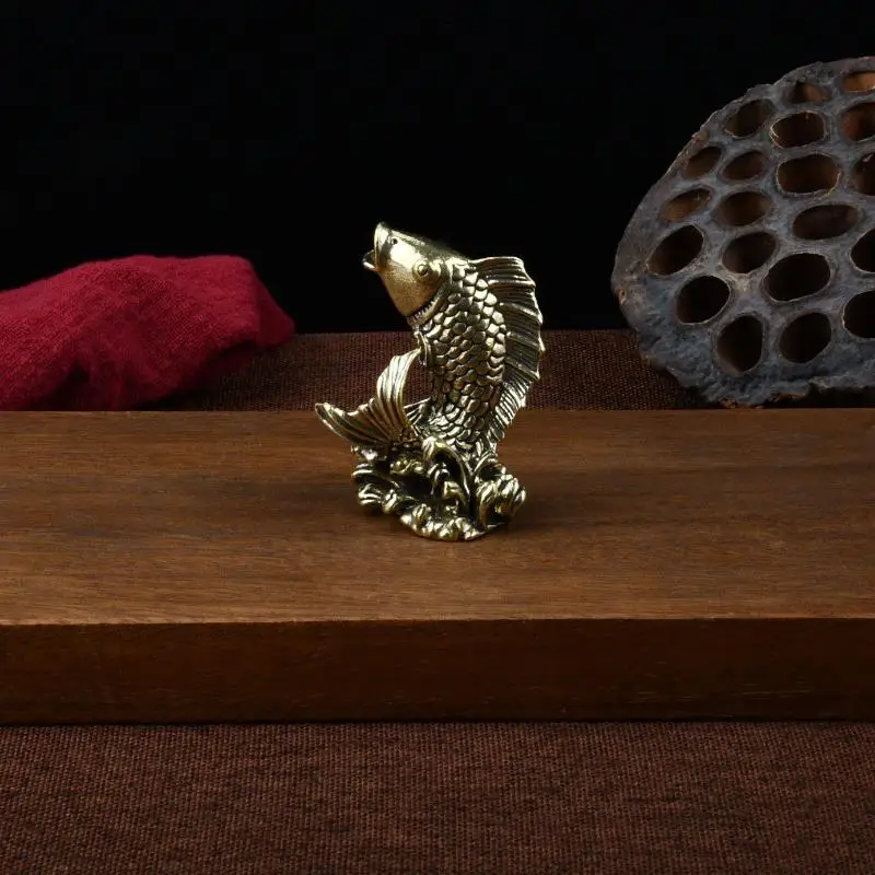 1PC Brass Koi Fish Ornament For Home Living Room Office Tea Table Tea Pet Decor Craft Decoration