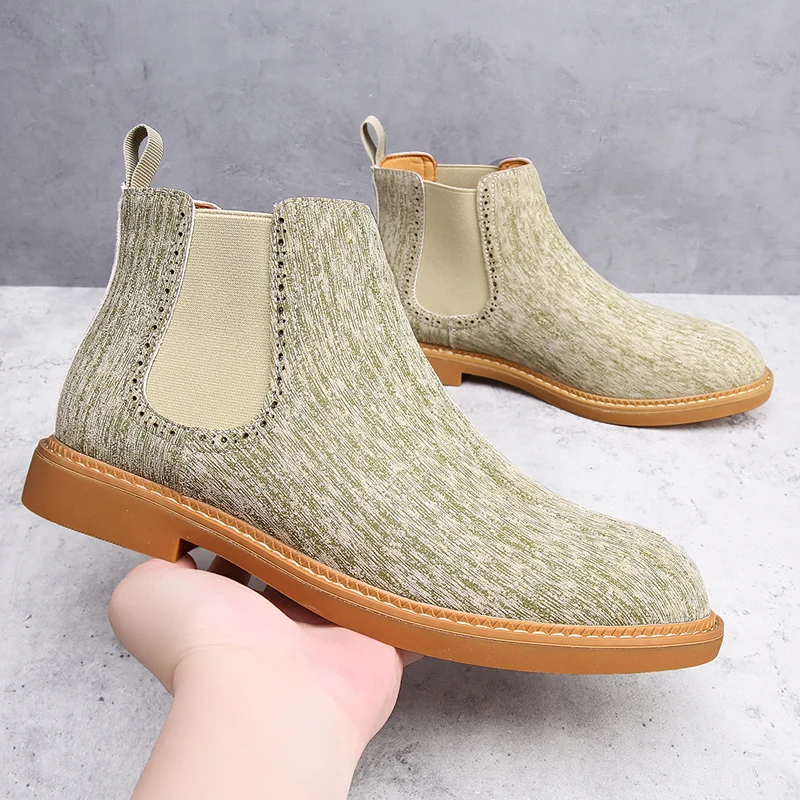 Autumn and Winter Men Plus Size Chelsea Boots Round Toe Elastic Band Simple and Comfortable Youthful and Casual Fashionable Boot
