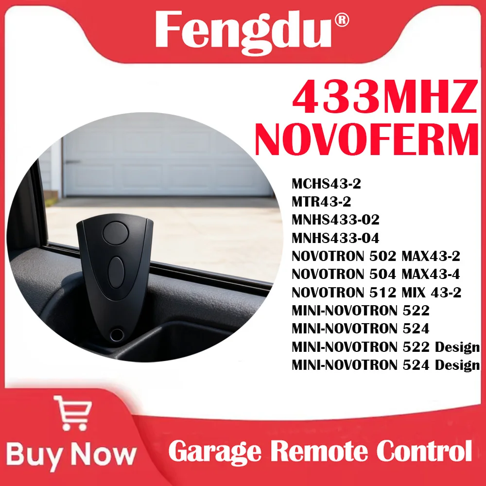 

For NOVOFERM NOVOTRON 502 MAX43-2 504 MAX43-4 512 MIX 43-2 Garage Door Remote Control 433MHZ