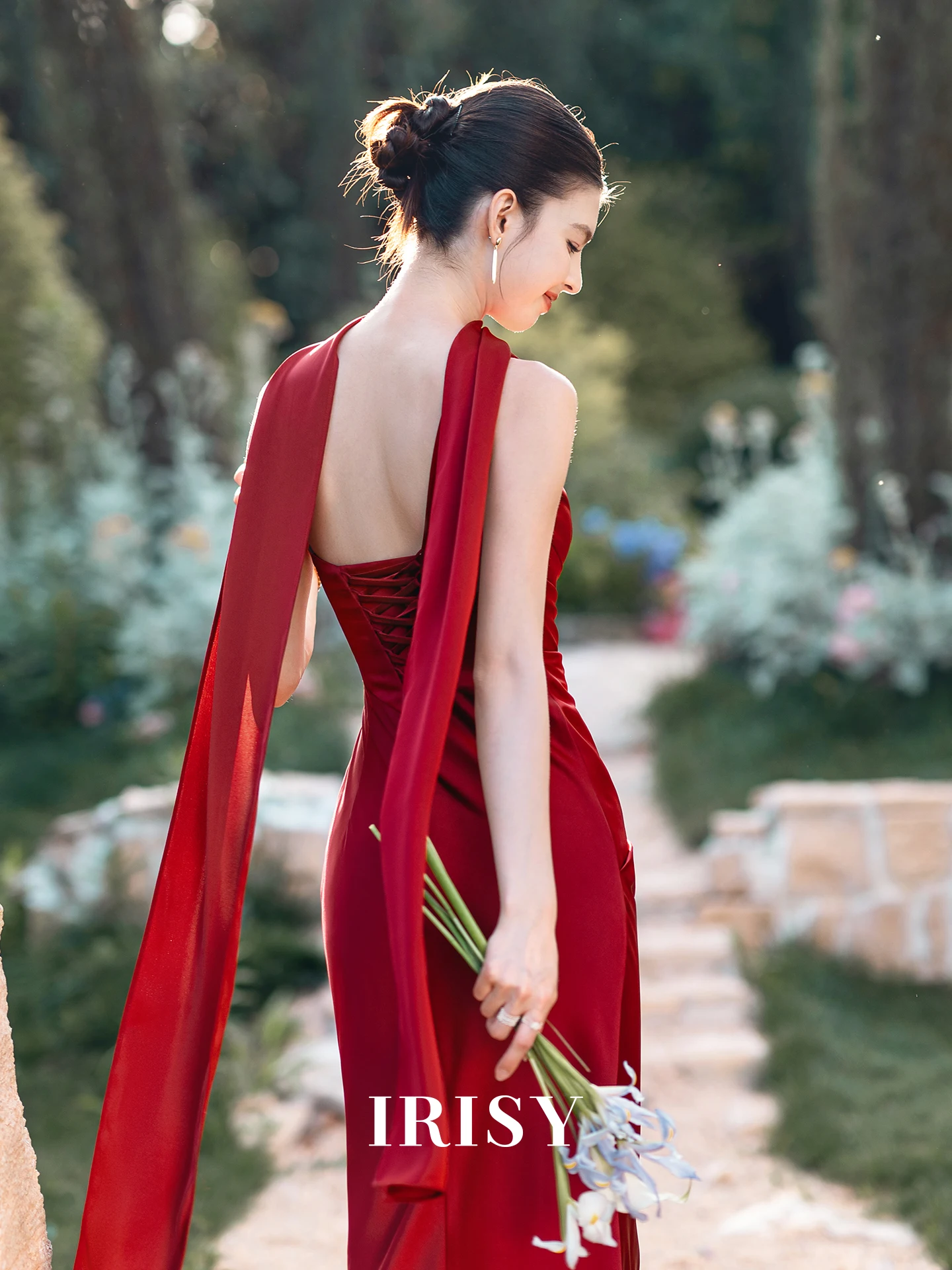 

Original Irisy Morning Red Wedding Dr Single oulder Evening Gown for Women Bride Dr Ele Simple Sle Long Skirt