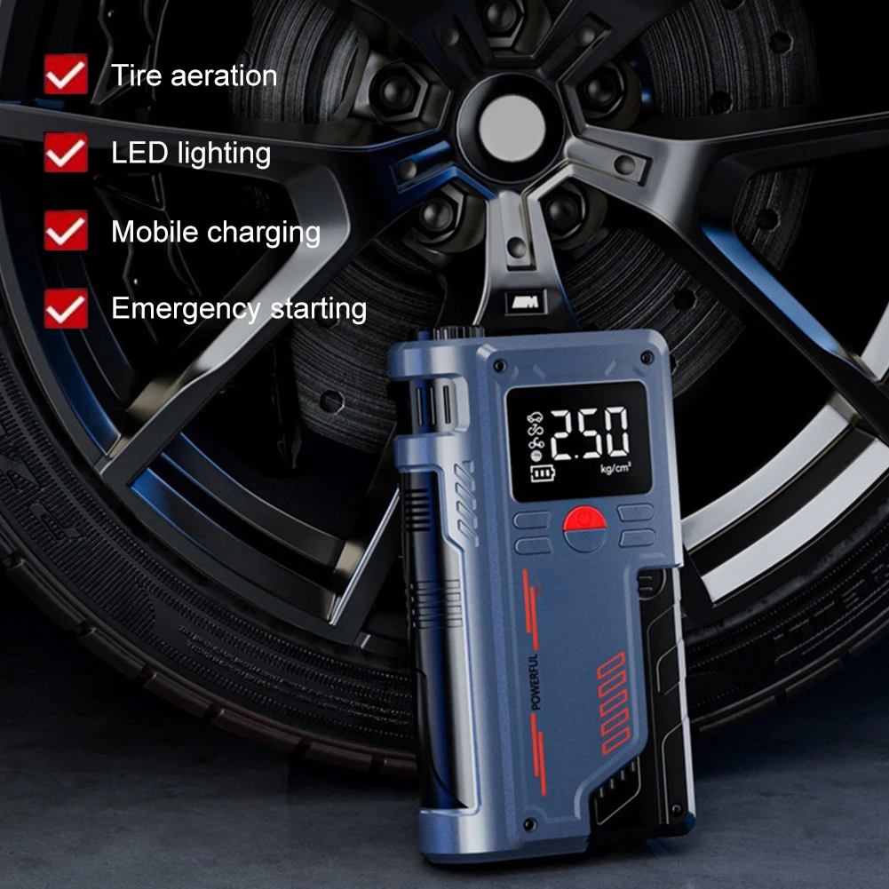 4 in 1 Car Jump Starter Air Pump 150PSI Air Compressor USB Rechargeable 20000mAh Jump Starter Device Bicycle Car Tire Inflator