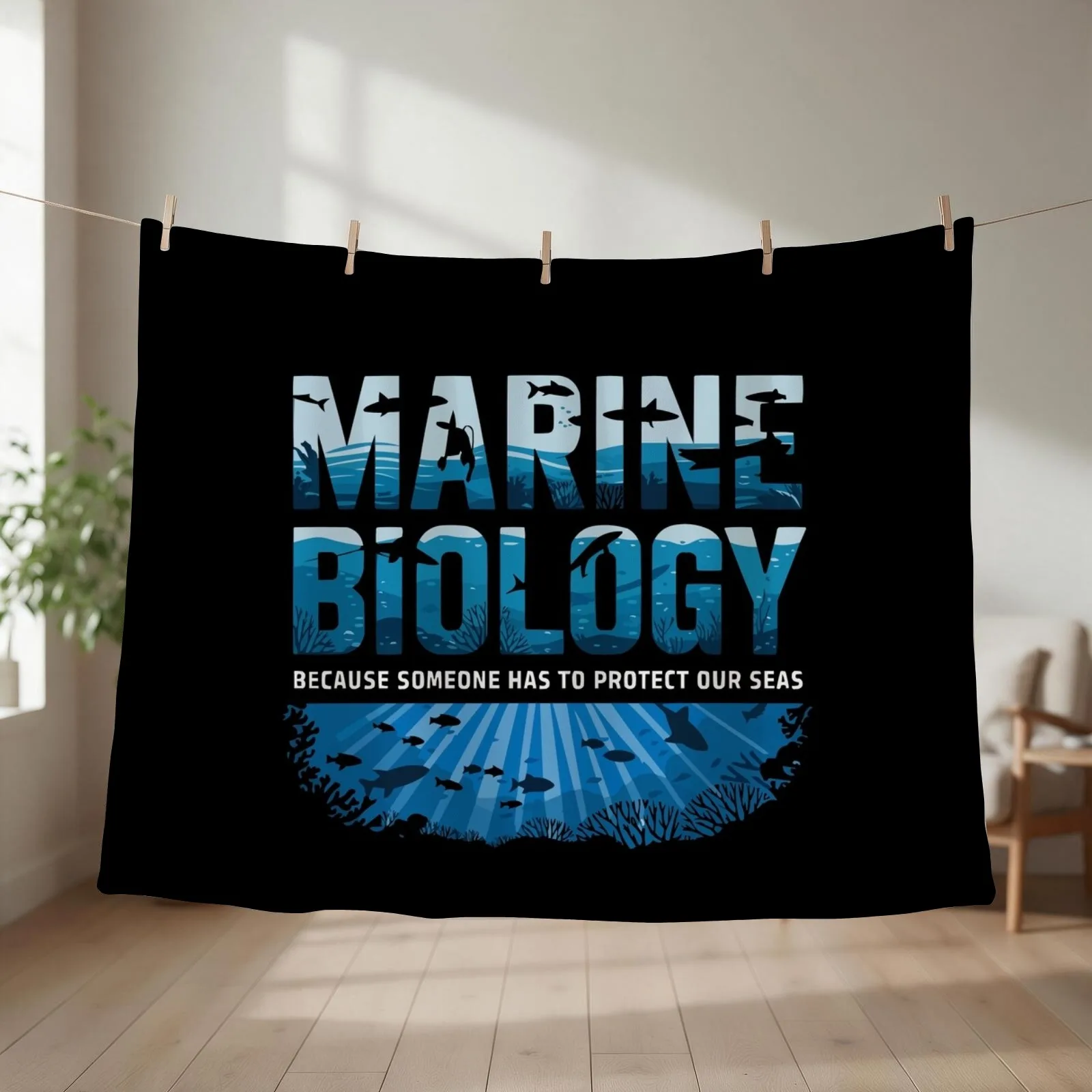 Funny Marine Biologist student Marine Biology Throw Blanket couch cozy soft plush fuzzy picnic outdoor blanket