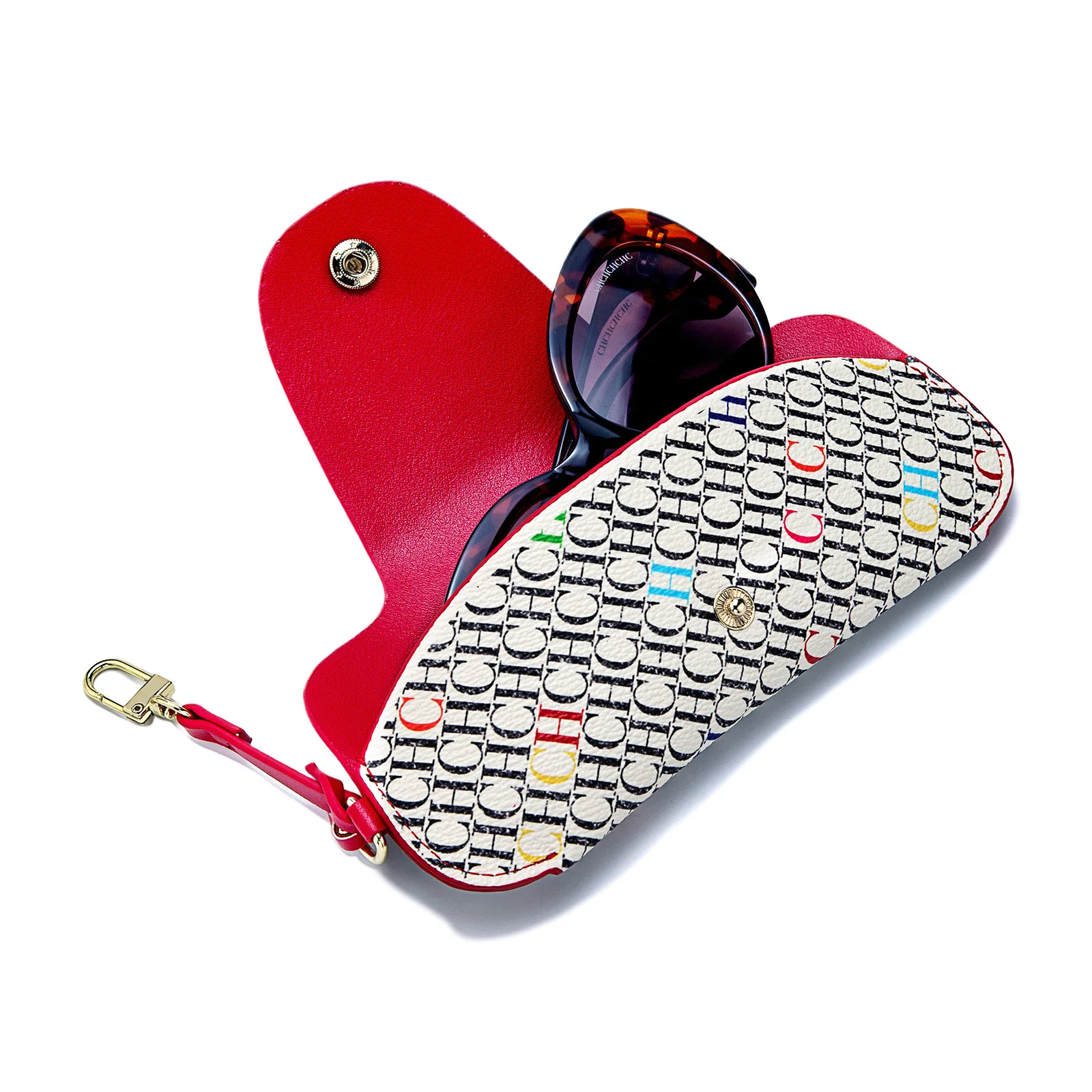 CH New Style Luxury Letter Glasses Bag, Portable Anti-fall Sunglasses Storage Bag, Travel Hanging Storage Pouch