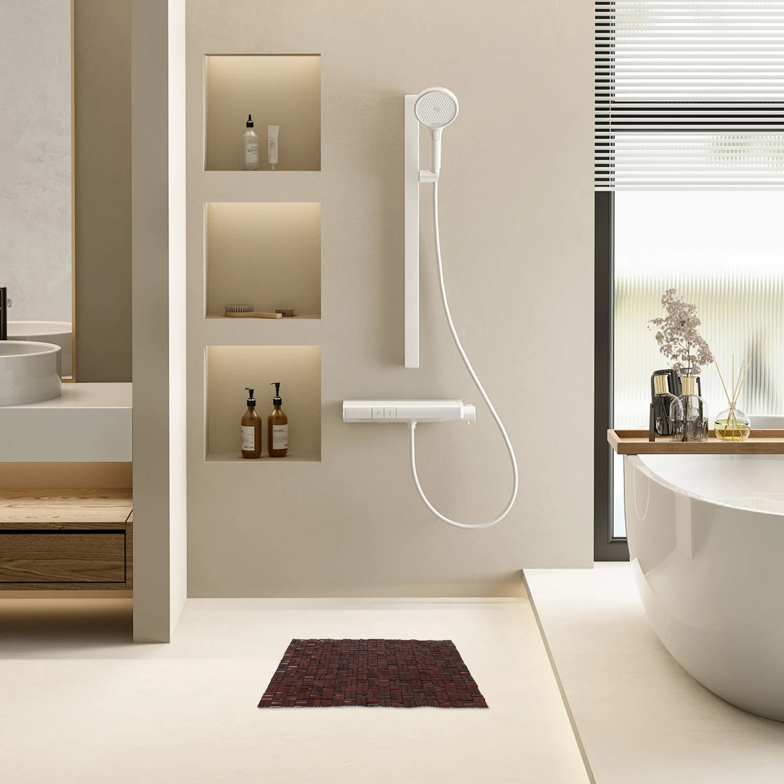 

Anti-Slip Bamboo Bath Mat Large Wooden Floor Rug For Bathroom Kitchen Sauna Spa Non Slip Shower Mat Bamboo Floor