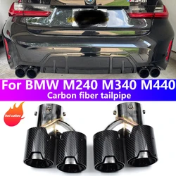 For BMW 2021 2022 2023 G23 M440i G20 G21 M340i G42 M240i Black 4 Outlet Carbon Fiber Exhaust Tip