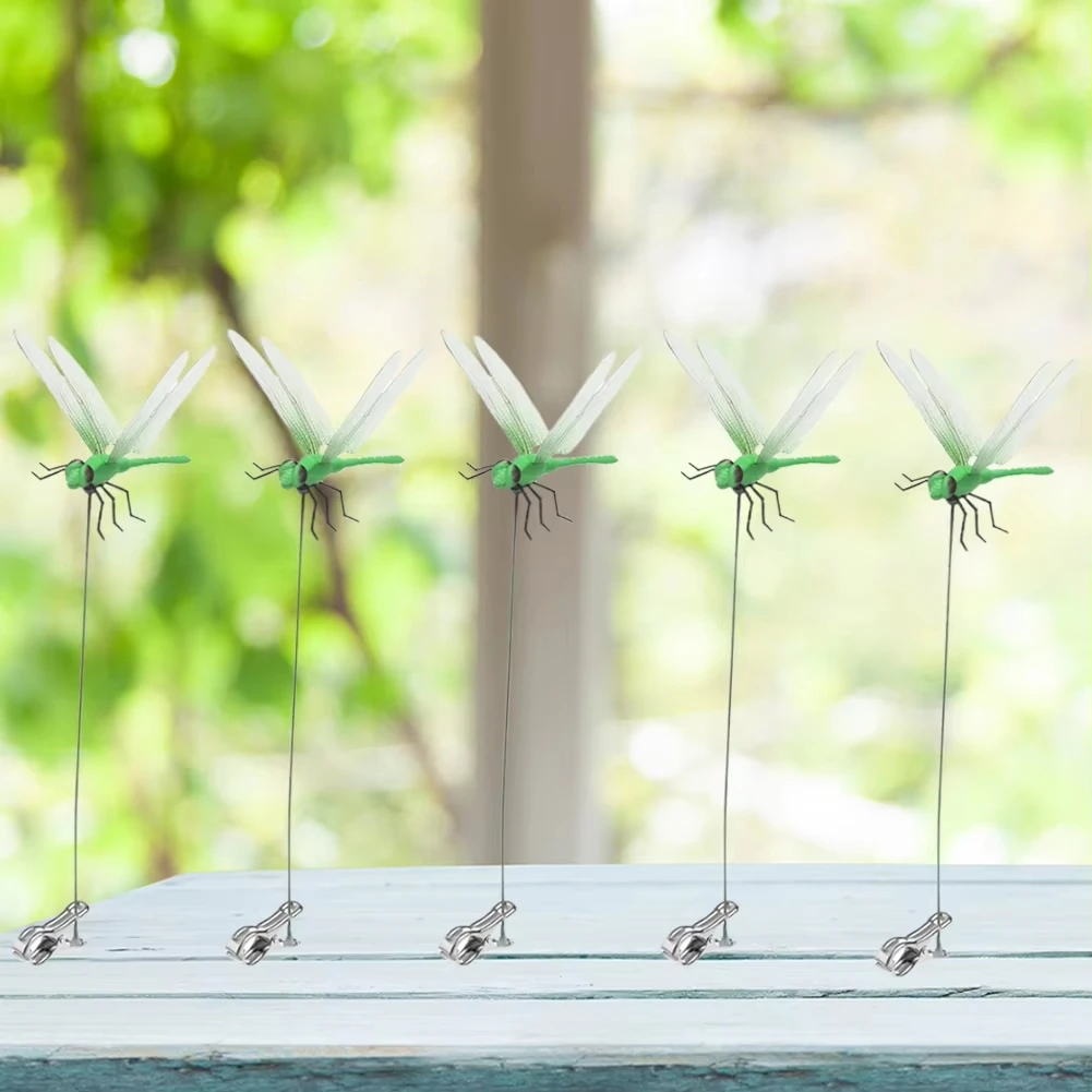 Fake Dragonfly Clip Waterproof Outdoor 3D Dragonfly Garden Decorative Clips Patio Ornaments Crafts Fake Dragonfly Clip