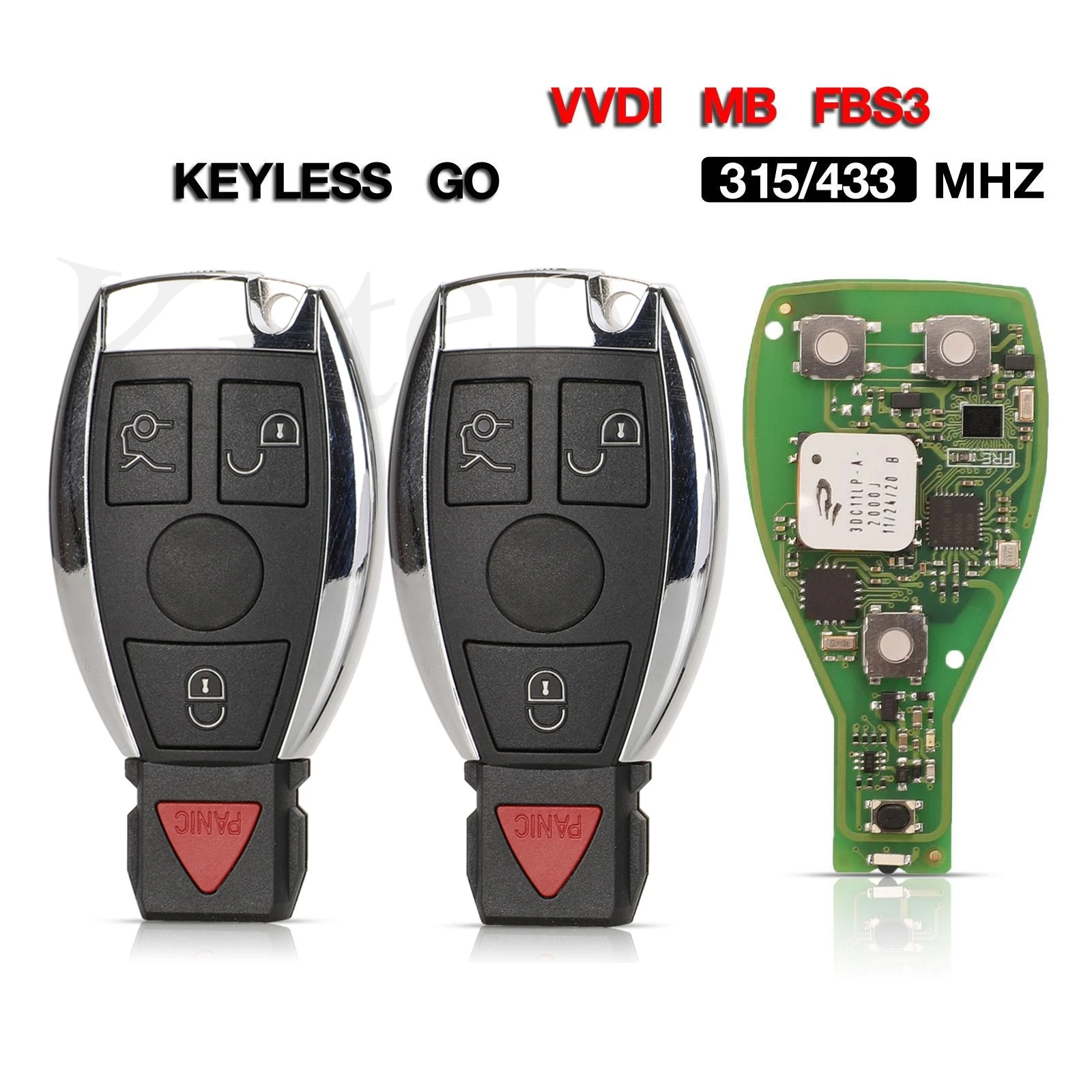 

jingyuqin For Xhorse VVDI MB FBS3 KeylessGo Key For Benz 315/433MHZ W204 W207 W212 W164 W166 W221