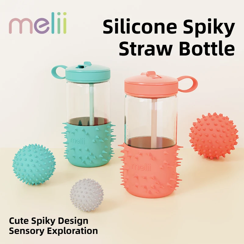 Melii Spiky Water Bottle Kids Water Bottle with Straw Sensory Integration Training Water Bottle Food Grade Children's Sippy Cup